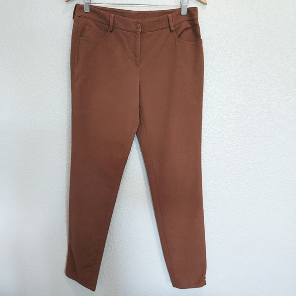 AKRIS Brown Straight Leg Pants Size 8 - Picture 1 of 11